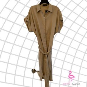 Lauren Ralph Lauren, Size 14, Tan Linen Dress